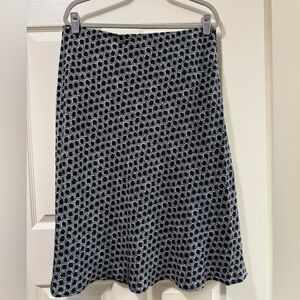 Talbots Pure Silk Black and White Geometric A-Line Skirt